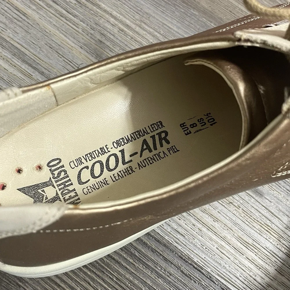 MEPHISTO Cool-Air Womens Sz 10.5‎ Bronze Tan Debby Platinum Leather Sneakers